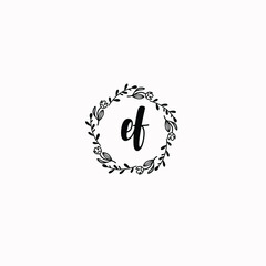 EF initial letters Wedding monogram logos, hand drawn modern minimalistic and frame floral templates