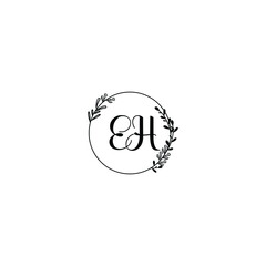 EH initial letters Wedding monogram logos, hand drawn modern minimalistic and frame floral templates