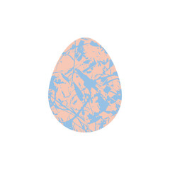 Easter egg with an abstract pattern. Vector isolated illustration on white background. Happy Easter. Pastel peach blue background.