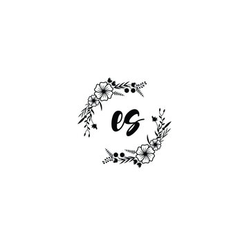 recommend clip art: ES initial letters Wedding monogram logos, hand drawn modern minimalistic and frame floral templates