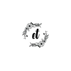 ET initial letters Wedding monogram logos, hand drawn modern minimalistic and frame floral templates