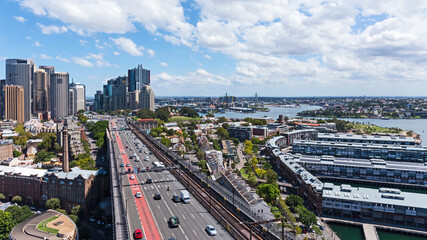 Skyline Sydney vom Pylon der Harbour Bridge