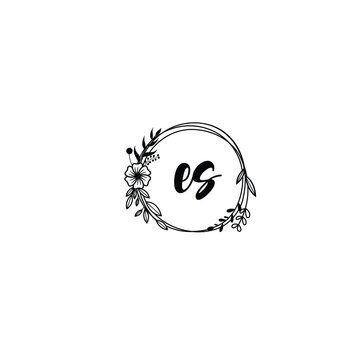 recommend clip art: ES initial letters Wedding monogram logos, hand drawn modern minimalistic and frame floral templates