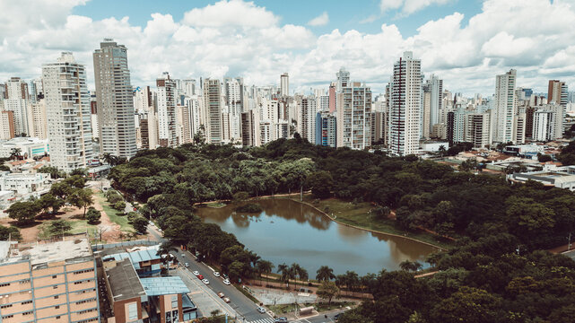 Vaca Brava Park in Goiania, Goias, Brazil. Aerial drone view