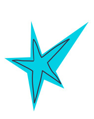 Obraz premium Clipart blue doodle star. Cute illustration in cartoon childish style. The image is isolated on a white background.