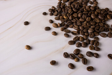 Coffee beans isolated on white background with copyspace for text. Coffee background or texture concept