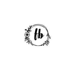 FB initial letters Wedding monogram logos, hand drawn modern minimalistic and frame floral templates