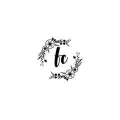 FC initial letters Wedding monogram logos, hand drawn modern minimalistic and frame floral templates