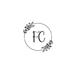 FC initial letters Wedding monogram logos, hand drawn modern minimalistic and frame floral templates