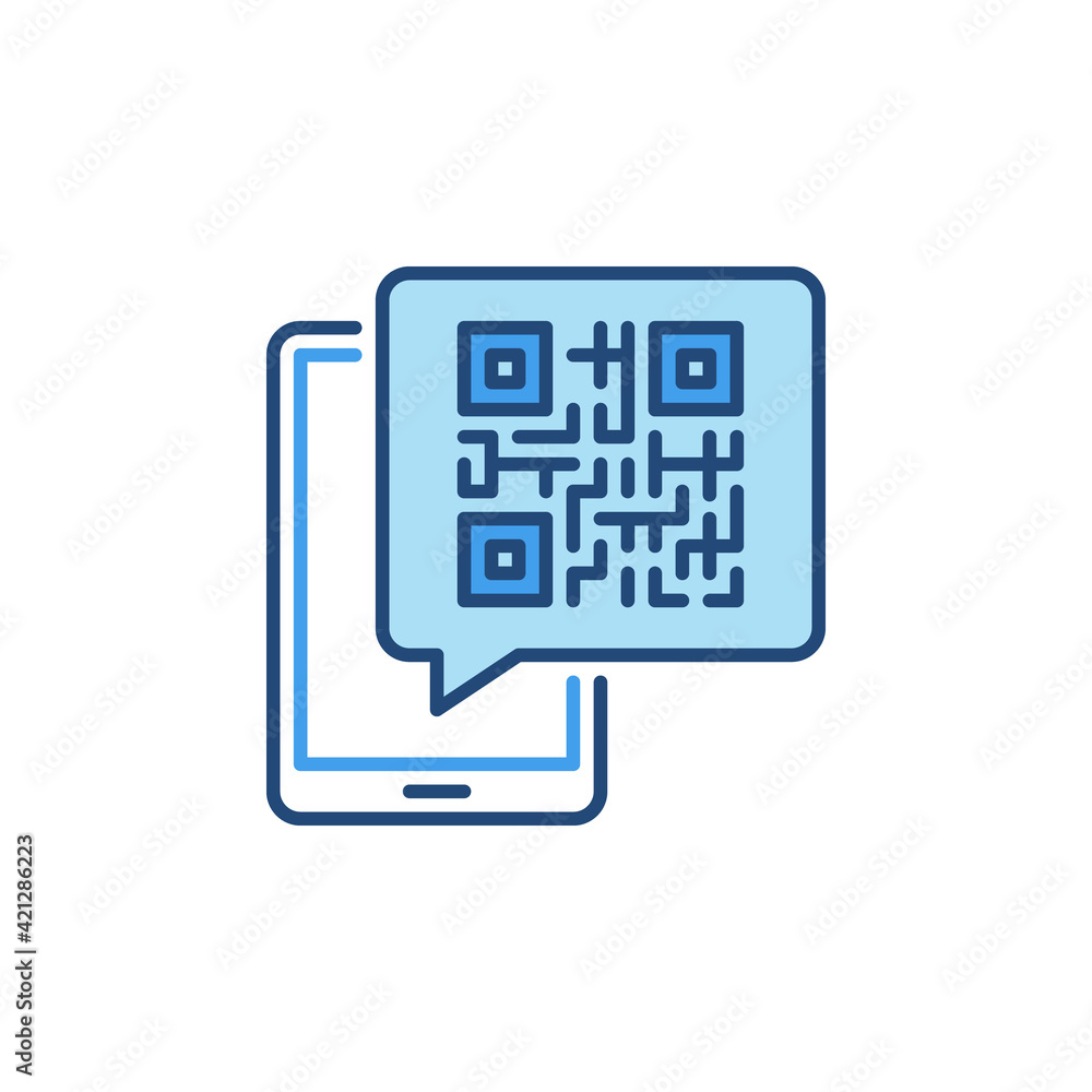 Poster smartphone with qr code message vector colored icon