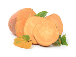 sweet potatoes on the white background