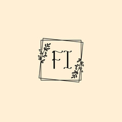 FI initial letters Wedding monogram logos, hand drawn modern minimalistic and frame floral templates