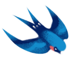 Clipart watercolor tender swallow bird. Boho vintage style. Cute illustration in cartoon childish style. The image is isolated on a white background.
