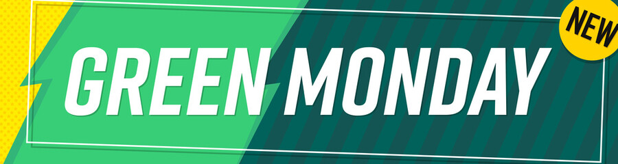 Green Monday, sale web banner design template, discount horizontal poster, vector illustration