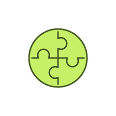 Puzzle vector concept round green icon or symbol