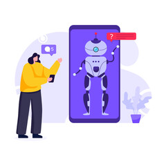 
Robot assistant flat illustration editable vector design 

