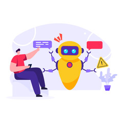 
Robot assistant flat illustration editable vector design 


