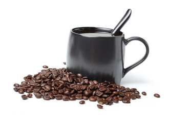 cup of coffee with beans