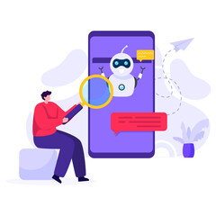 
Robot assistant flat illustration editable vector design 

