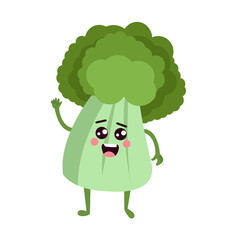 Isolated broccoli cartoon kawaii. Cartoon of a vegetable - Vector illustration
