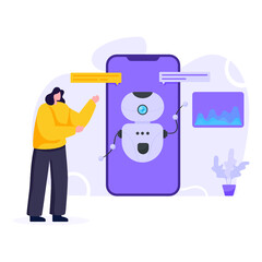 
Robot self learning flat illustration editable vector design 

