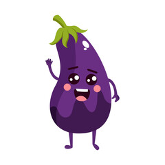 Isolated eggplant cartoon kawaii. Cartoon of a vegetable - Vector illustration