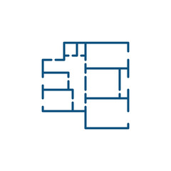 Apartment Floor Plan vector concept simple blue icon