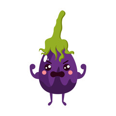 Isolated eggplant cartoon kawaii. Cartoon of a vegetable - Vector illustration