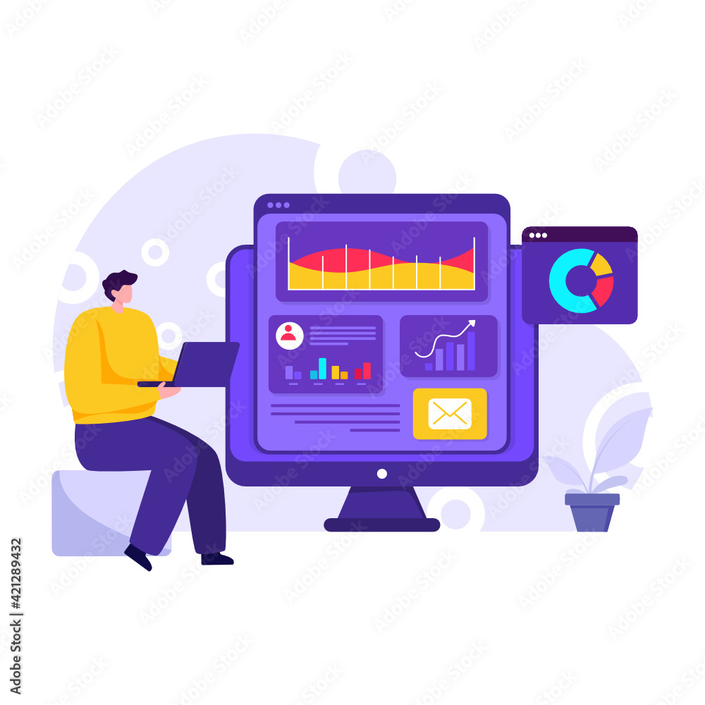 Canvas Prints website analytics flat illustration editable vector