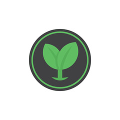 Plant and leaves icon. Leaf symbol of ecology, enviroment and nature. Vegetarian and vegan pictogram design.