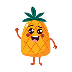 Isolated pineapple cartoon kawaii. Cartoon of a fruit - Vector illustration