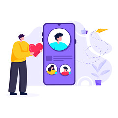 
Mobile marketing flat illustration editable vector 

