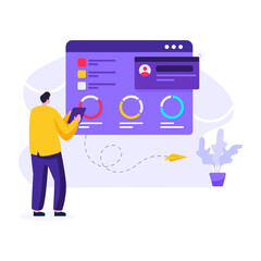 
A user testing flat editable illustration 


