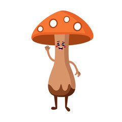 Isolated mushroom cartoon kawaii. Cartoon of a vegetable - Vector illustration