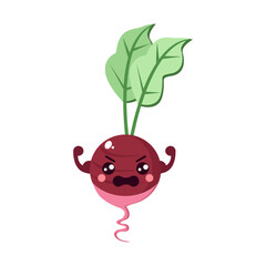 Isolated radish cartoon kawaii. Cartoon of a vegetable - Vector illustration