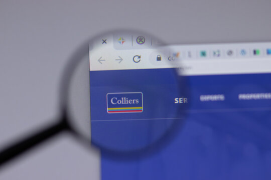 New York, USA - 18 March 2021: Colliers International company logo icon on website, Illustrative Editorial.