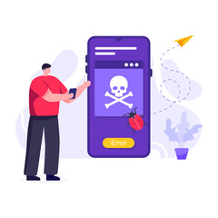 
Editable flat design of mobile phishing illustration

