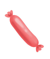 Sausage clipart. Cute illustration in cartoon childish style. The image is isolated on a white background.