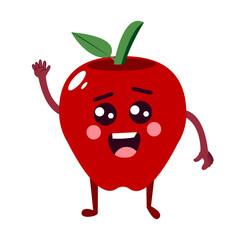 Isolated apple cartoon kawaii. Cartoon of a fruit - Vector illustration