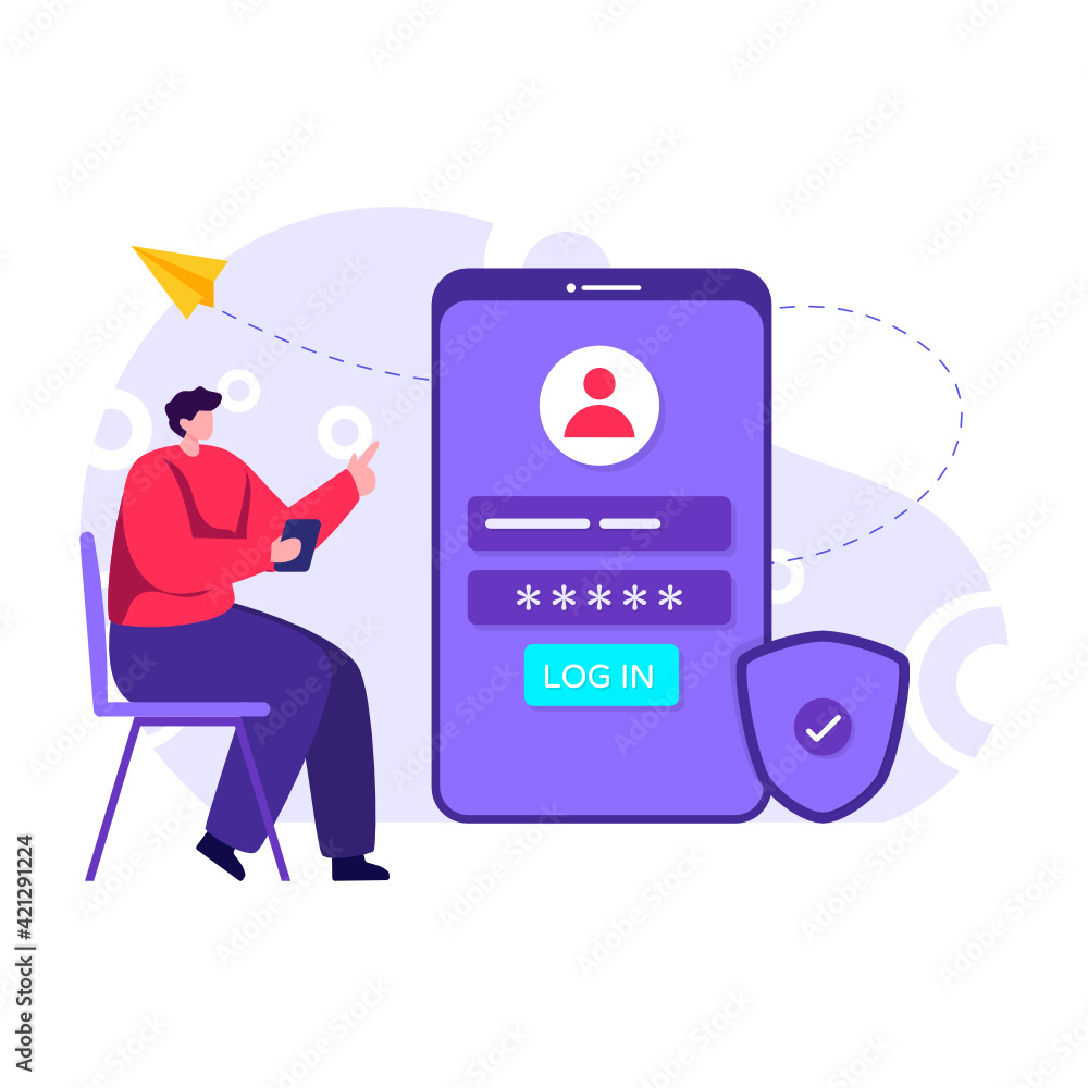 Canvas Prints flat illustration portraying secure login