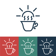 Linear vector icon with morning coffee