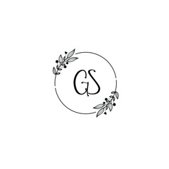 GS initial letters Wedding monogram logos, hand drawn modern minimalistic and frame floral templates