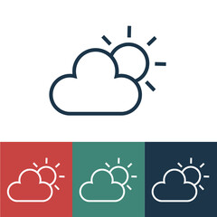Linear vector icon with sun and clouds