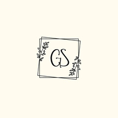 GS initial letters Wedding monogram logos, hand drawn modern minimalistic and frame floral templates