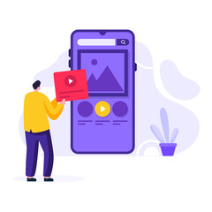 Naklejka premium Online advertising in flat illustration design