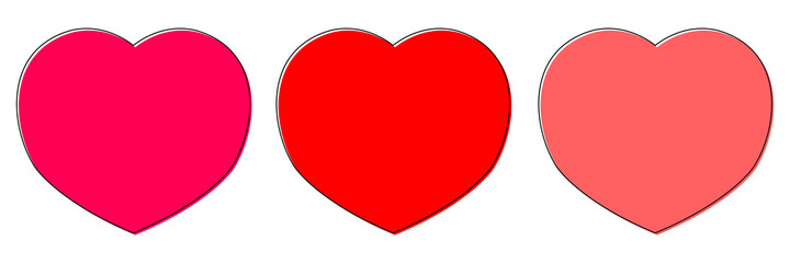 Heart icons, set geometric symbols for Valentines Day, graphic design template, vector illustration