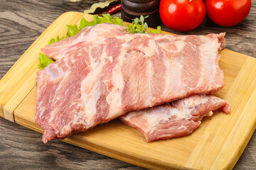 Raw pork ribs for cooking