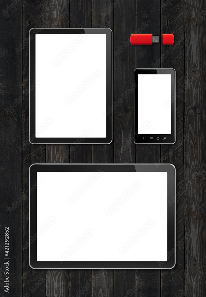 Poster smartphone and digital tablet pc mockup template