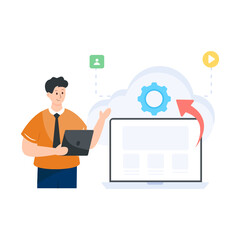 
Cloud based engine flat illustration design vector 

