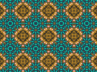 Wallpaper Geometric Ornament Abstract Pattern Green, Black, Blue, and Gold Yellow for Print and Background. Geometric Tile Digital Paper.